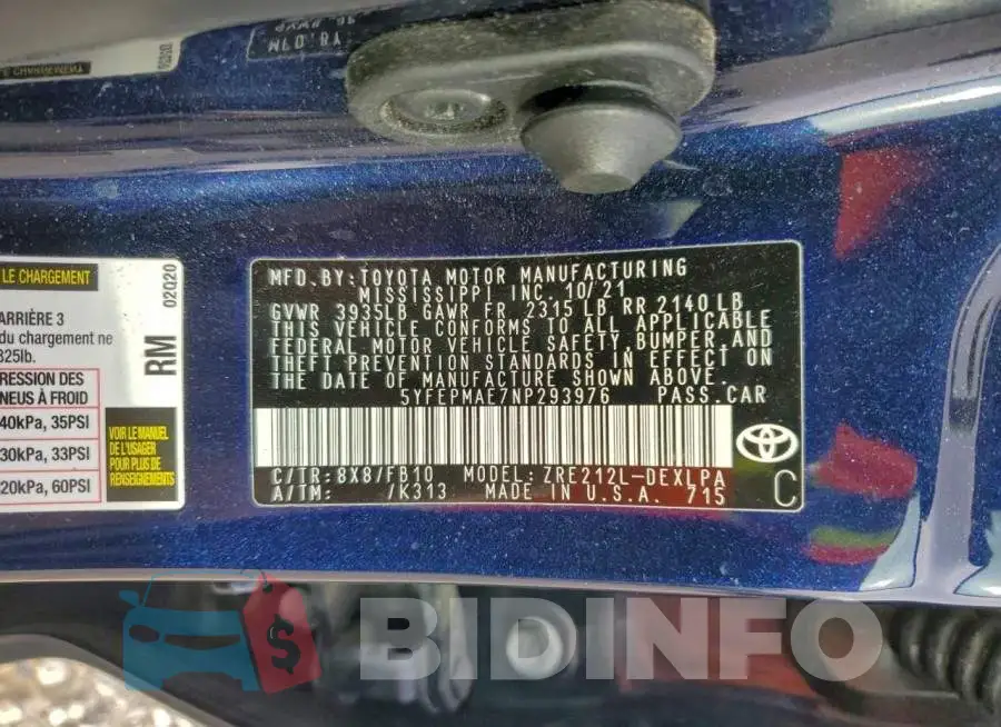 5YFEPMAE7NP293976 Photo# 13