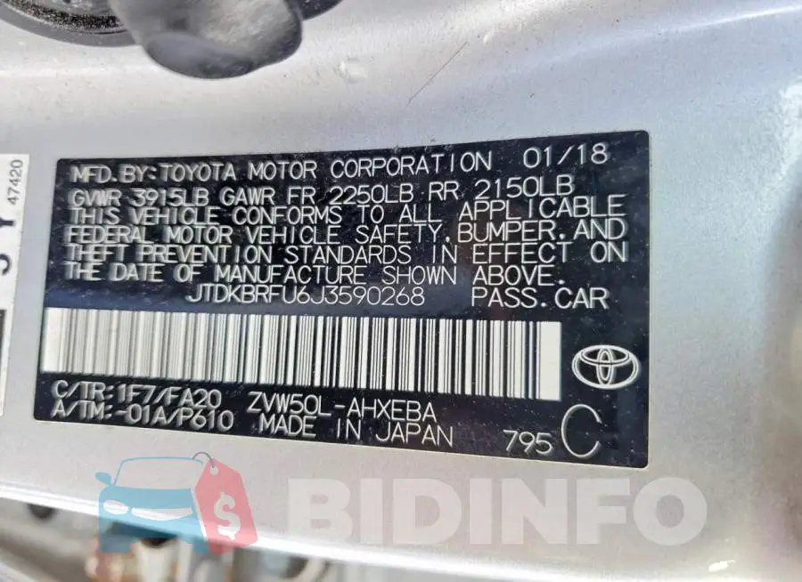 JTDKBRFU6J3590268 Photo# 12