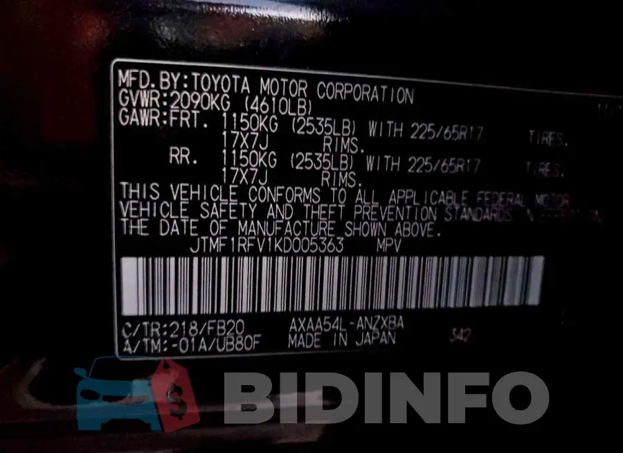 JTMF1RFV1KD005363 Photo# 14