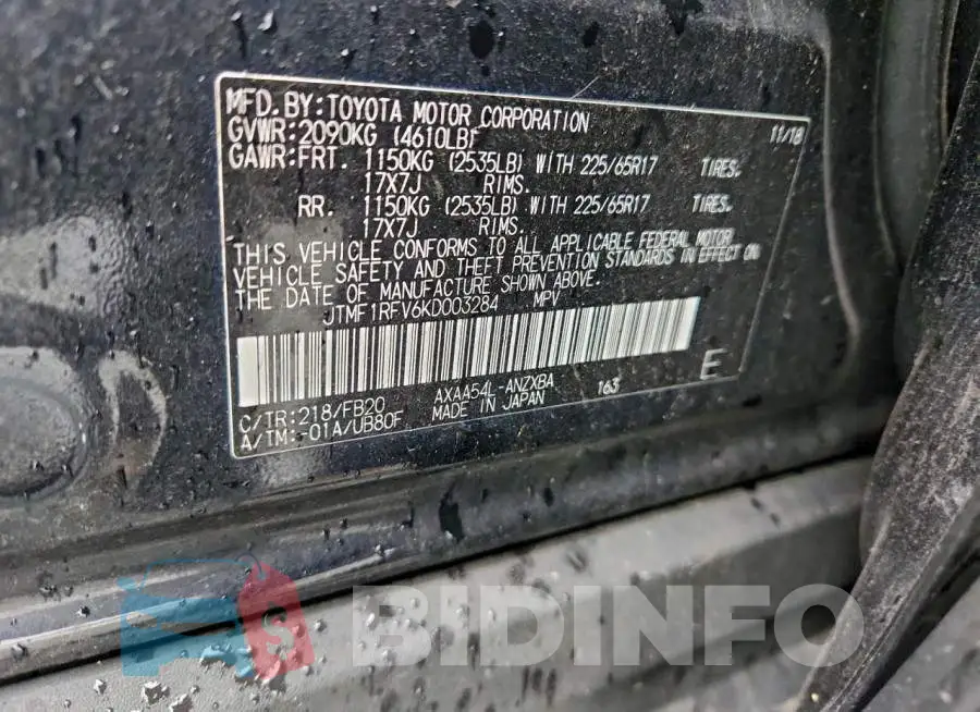 JTMF1RFV6KD003284 Photo# 13