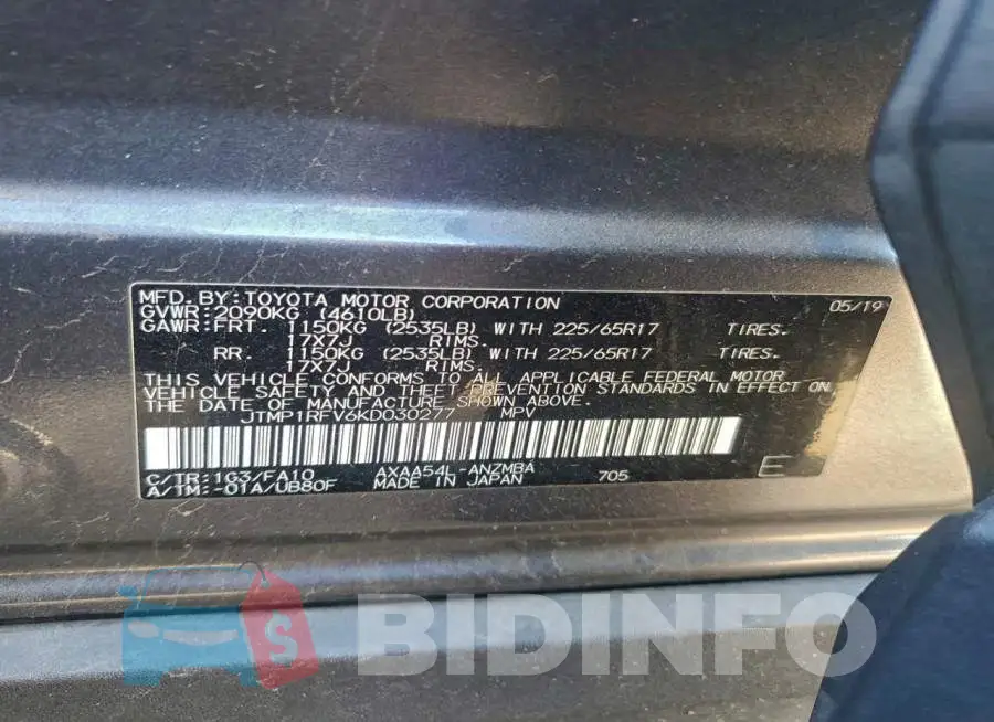 JTMP1RFV6KD030277 Photo# 13