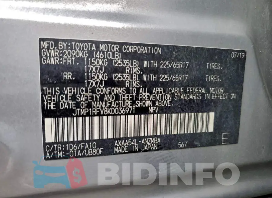 JTMP1RFV8KD036971 Photo# 13