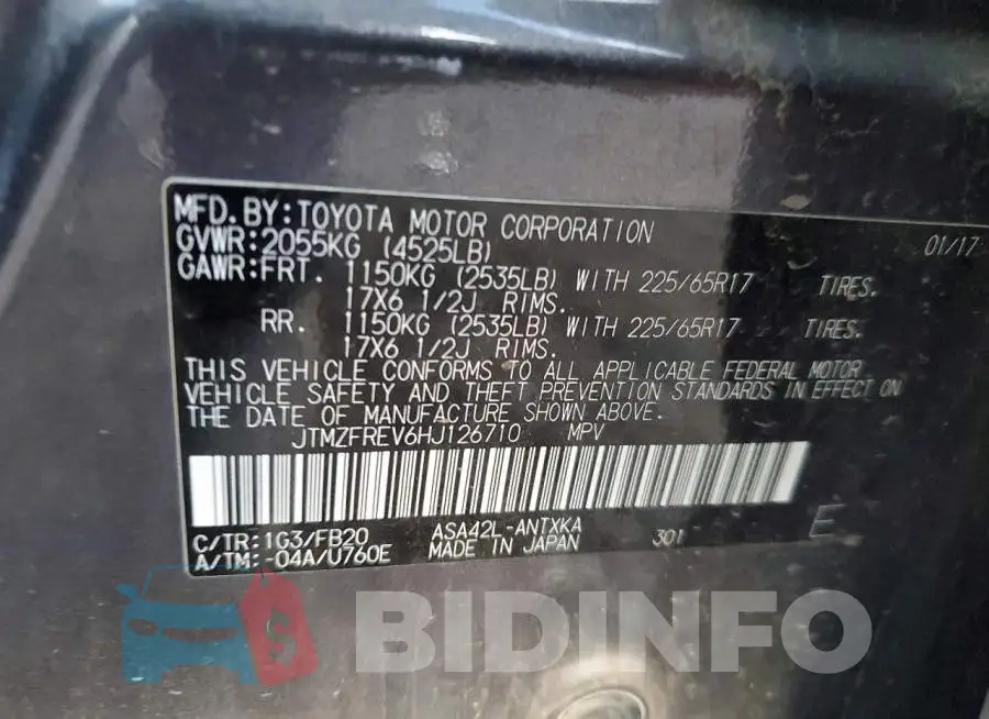JTMZFREV6HJ126710 Photo# 13