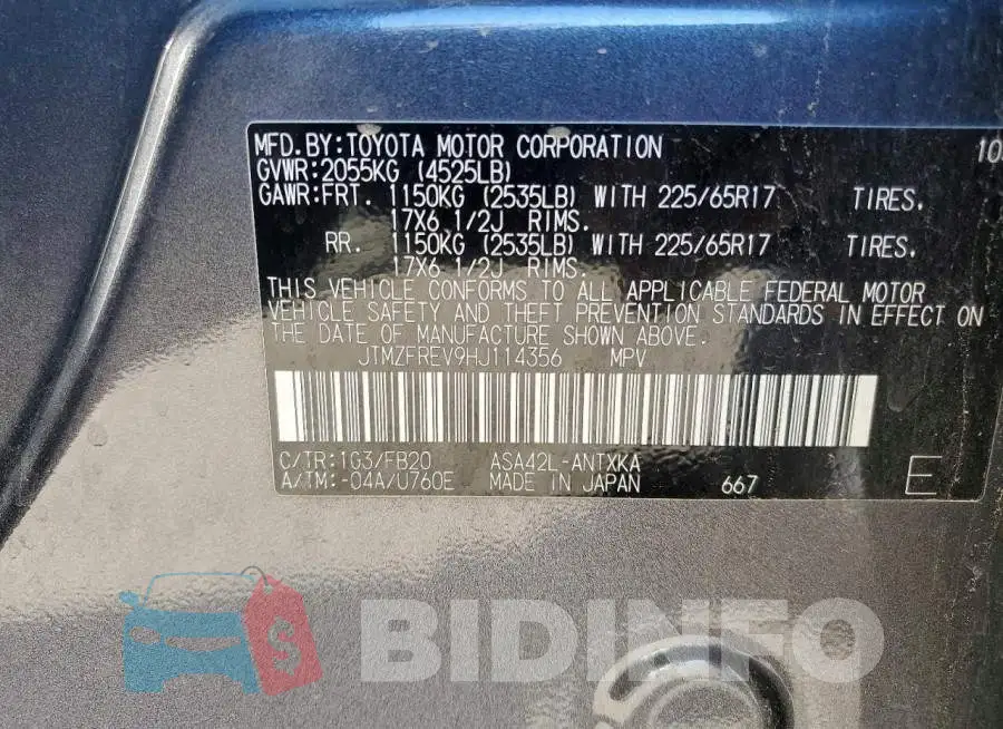 JTMZFREV9HJ114356 Photo# 14