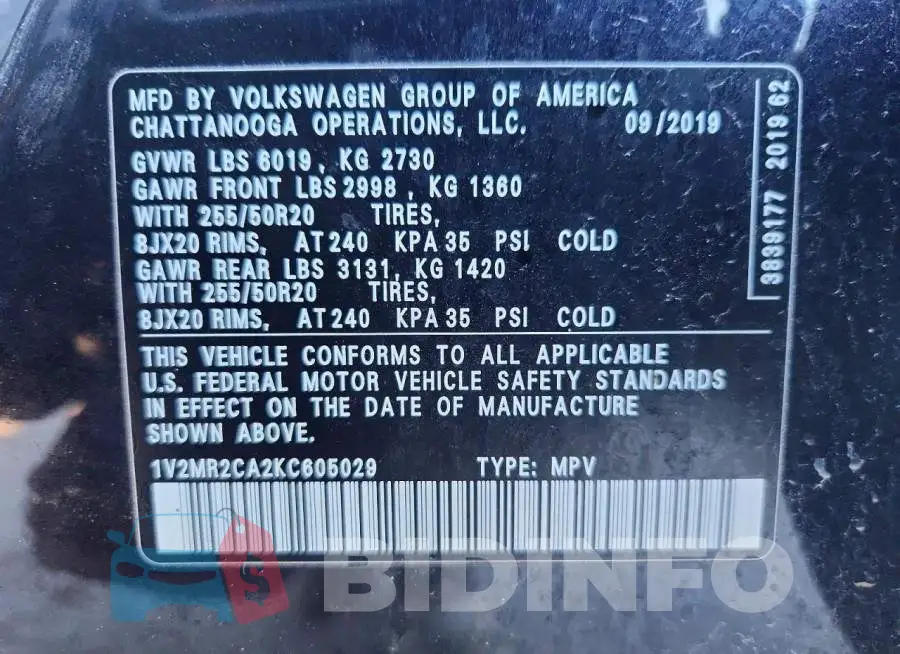 1V2MR2CA2KC605029 Photo# 13