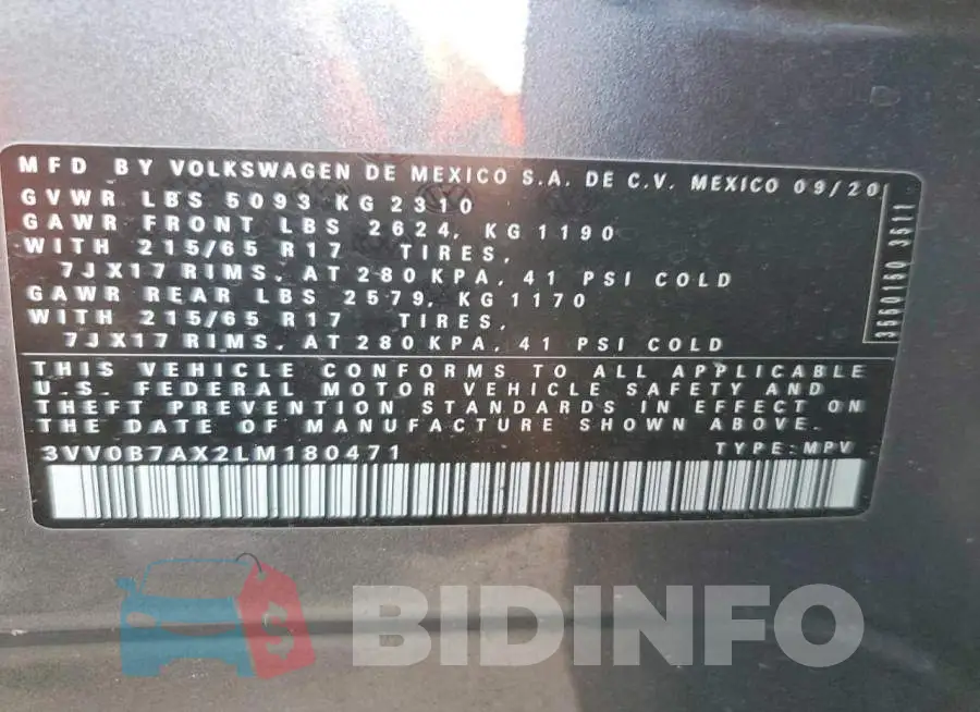3VV0B7AX2LM180471 Photo# 13