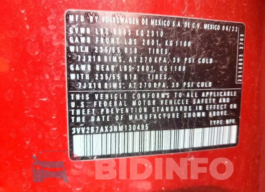 3VV2B7AX3NM130495 Photo# 13