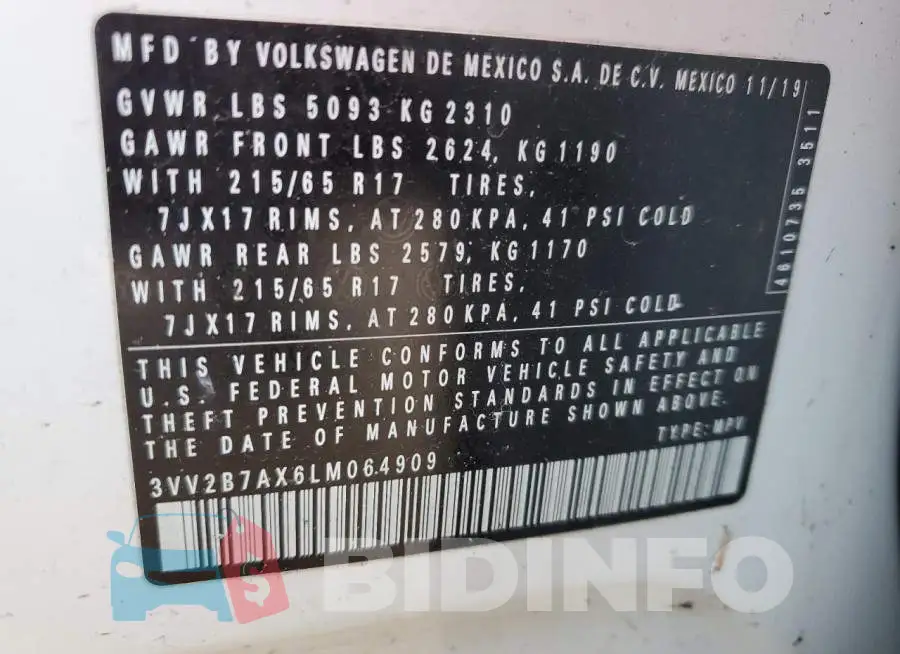 3VV2B7AX6LM064909 Photo# 12