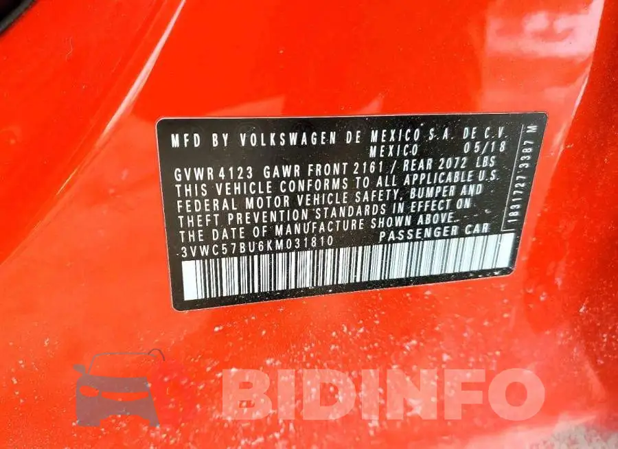 3VWC57BU6KM031810 Photo# 12