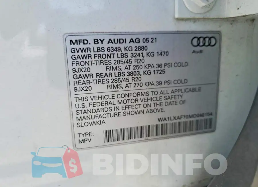 WA1LXAF70MD040154 Photo# 12