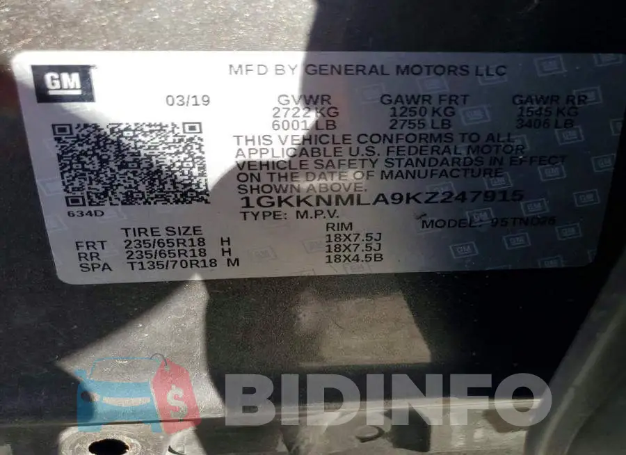 1GKKNMLA9KZ247915 Photo# 13