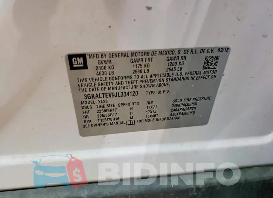 3GKALTEV9JL334120 Photo# 13