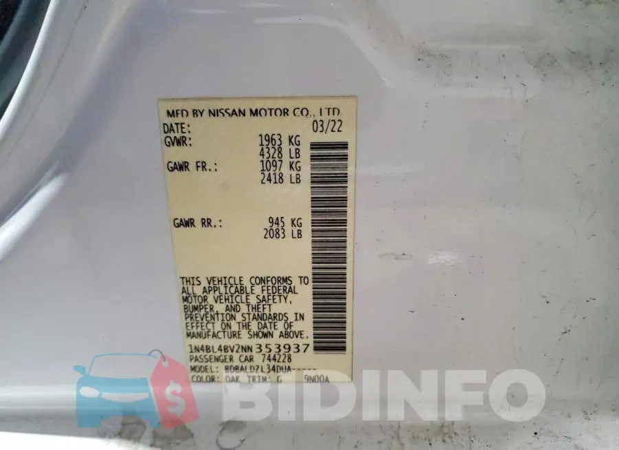 1N4BL4BV2NN353937 Photo# 12