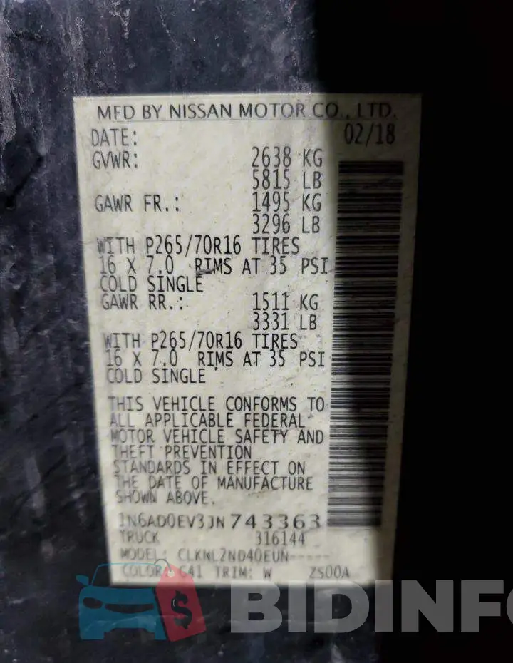 1N6AD0EV3JN743363 Photo# 12