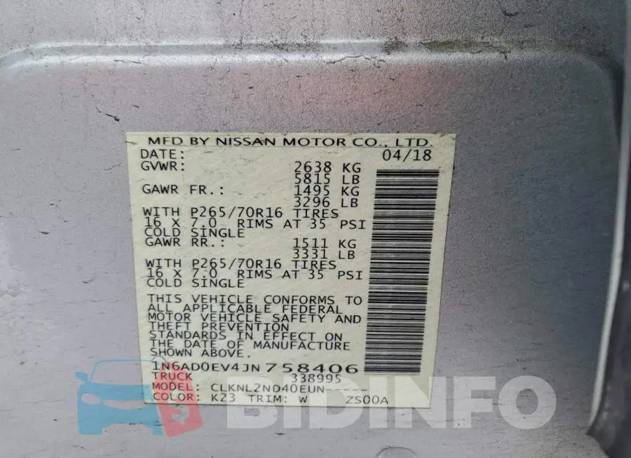 1N6AD0EV4JN758406 Photo# 12