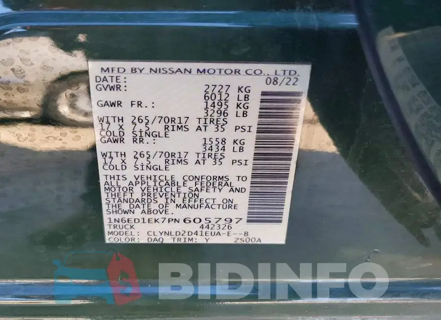 1N6ED1EK7PN605797 Photo# 12