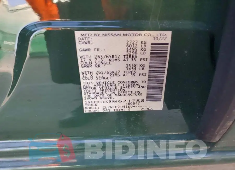 1N6ED1EK9PN621788 Photo# 13