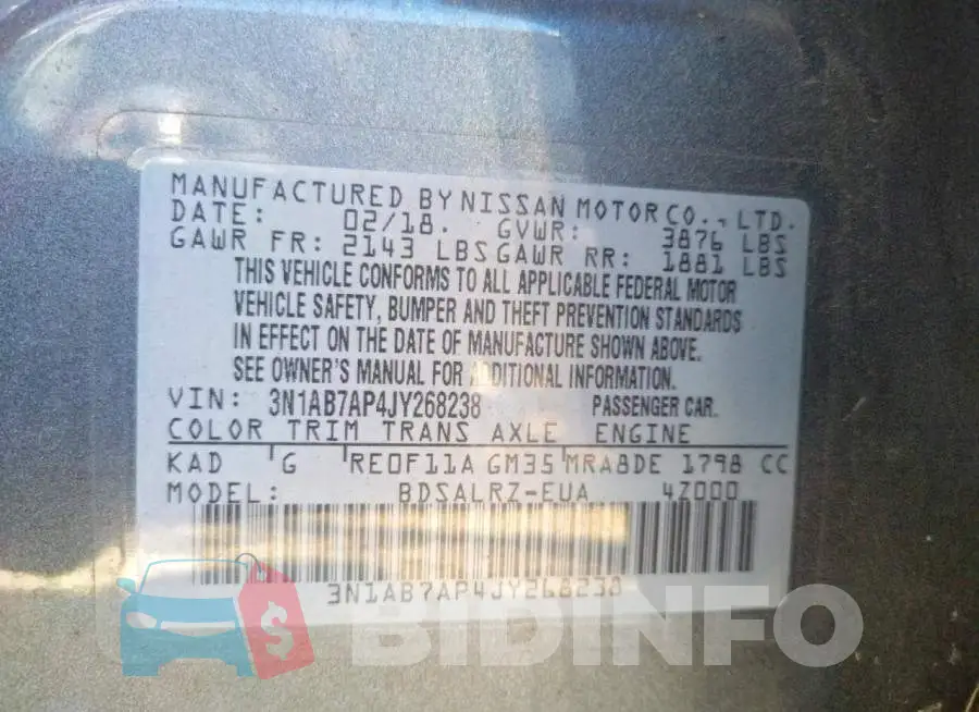3N1AB7AP4JY268238 Photo# 12