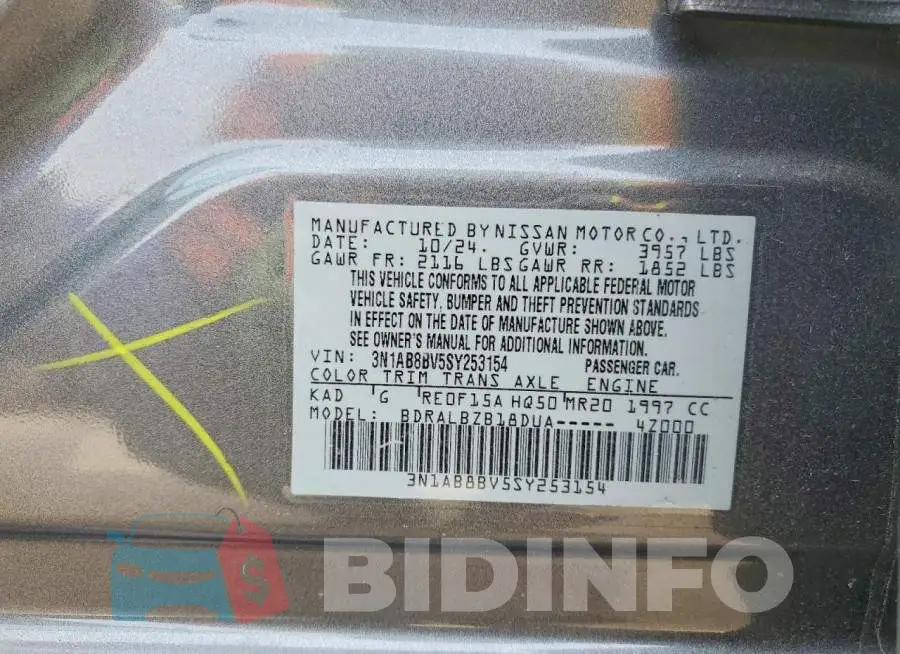3N1AB8BV5SY253154 Photo# 12