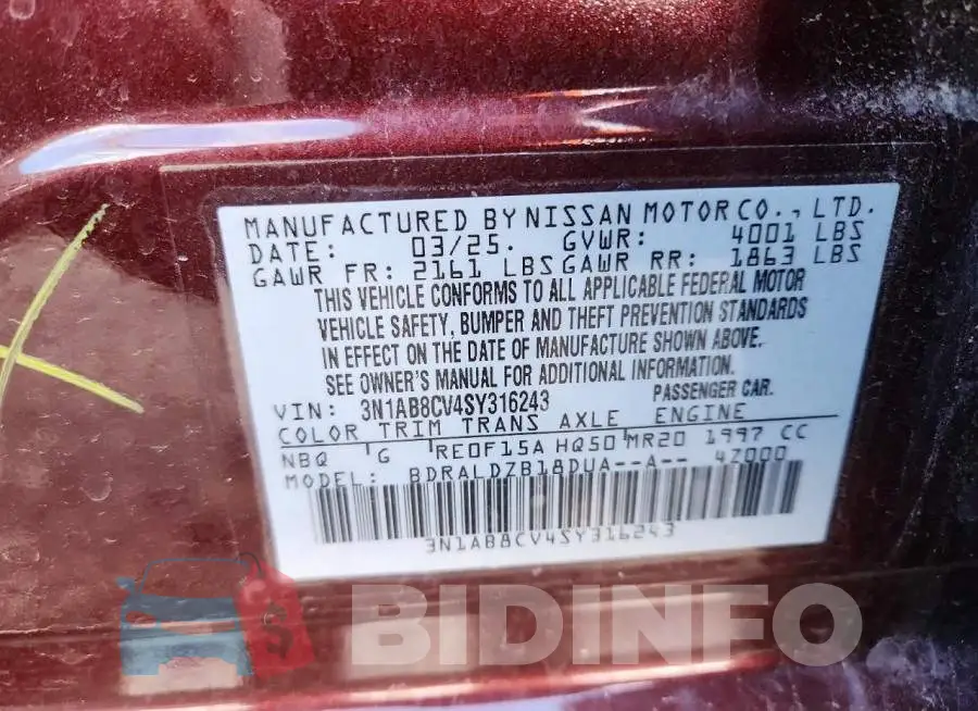3N1AB8CV4SY316243 Photo# 13
