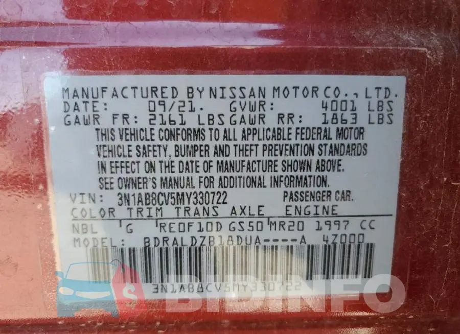 3N1AB8CV5MY330722 Photo# 12