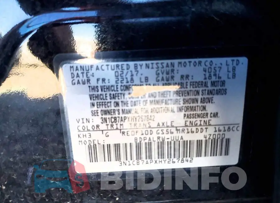 3N1CB7APXHY267842 Photo# 12