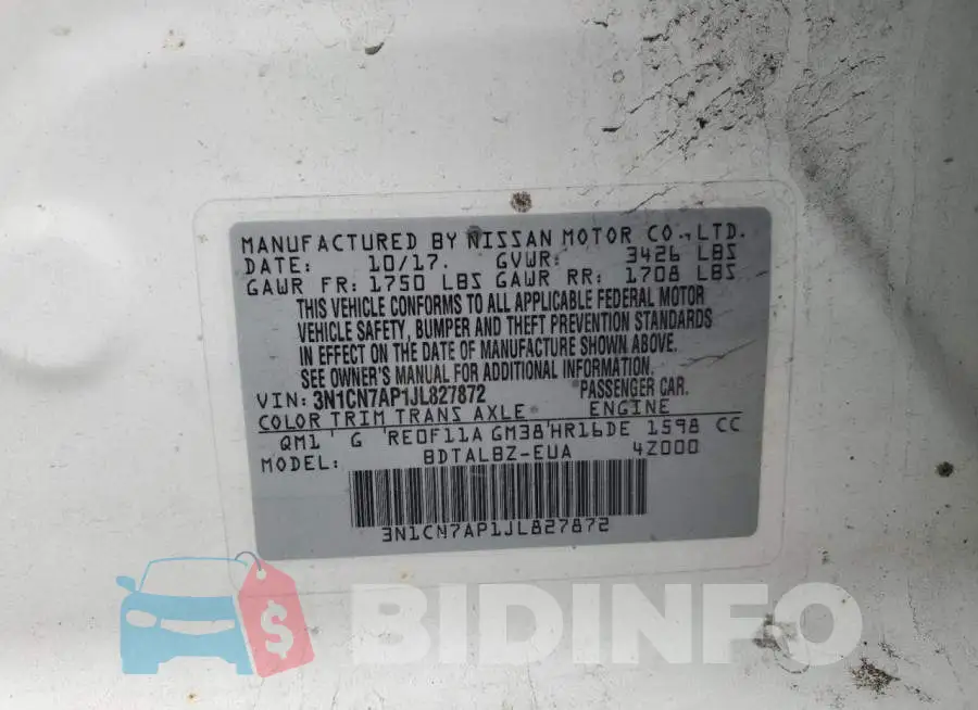 3N1CN7AP1JL827872 Photo# 13