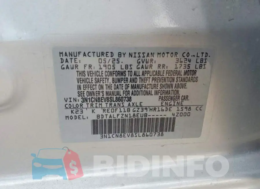 3N1CN8EV8SL860738 Photo# 12