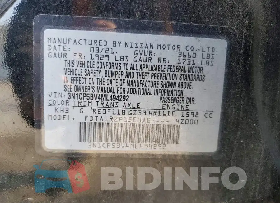 3N1CP5BV4ML494292 Photo# 14