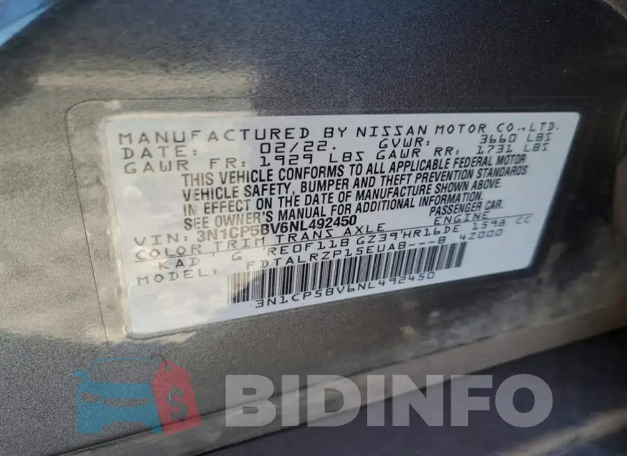 3N1CP5BV6NL492450 Photo# 13