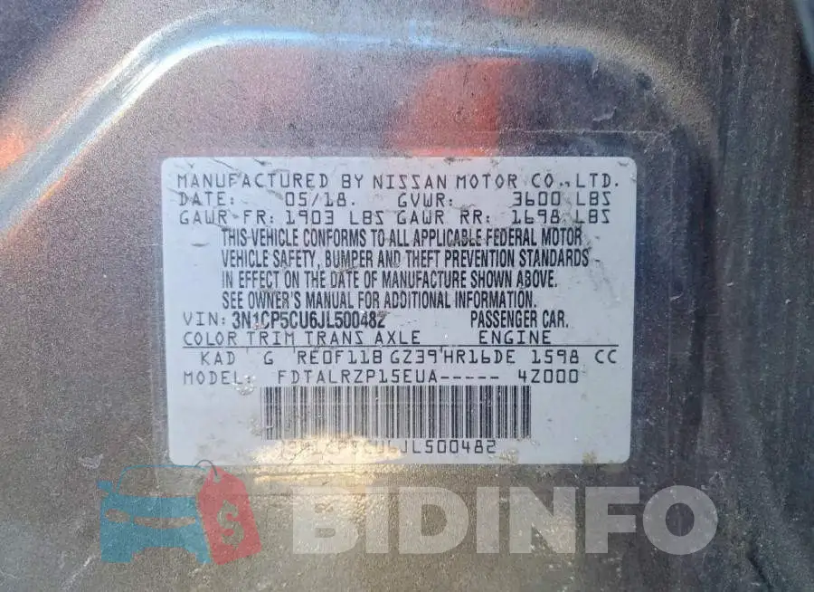 3N1CP5CU6JL500482 Photo# 13
