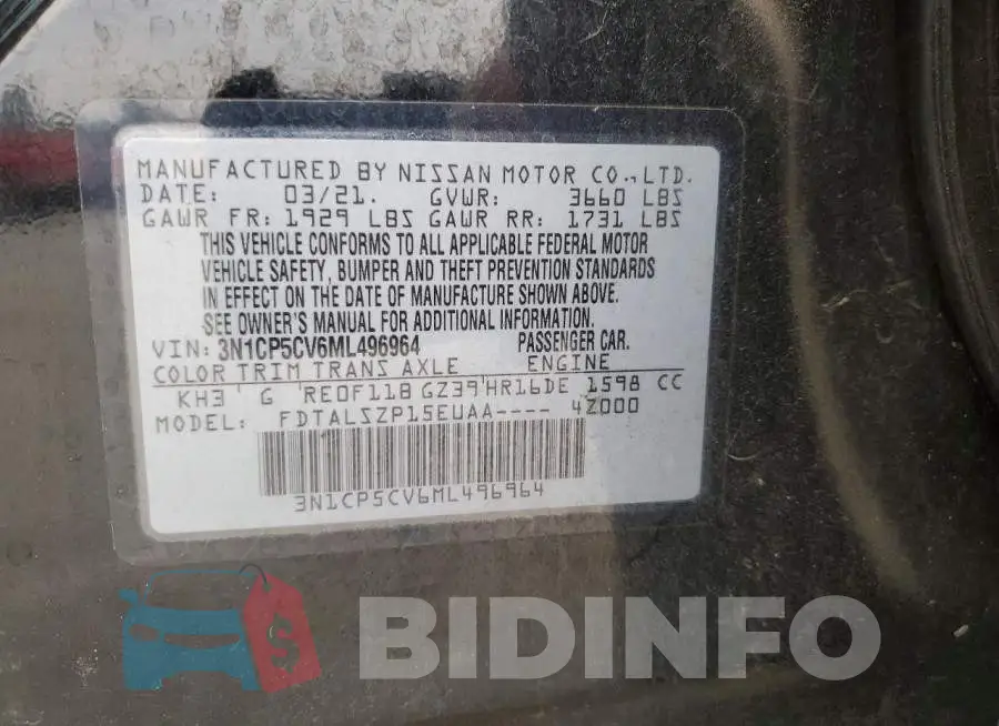3N1CP5CV6ML496964 Photo# 12