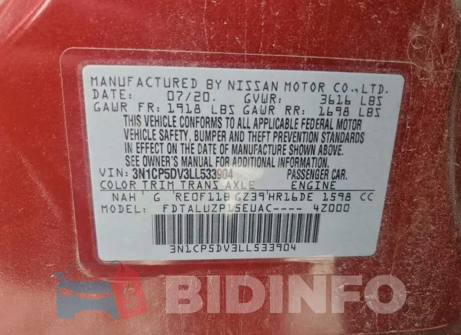 3N1CP5DV3LL533904 Photo# 14