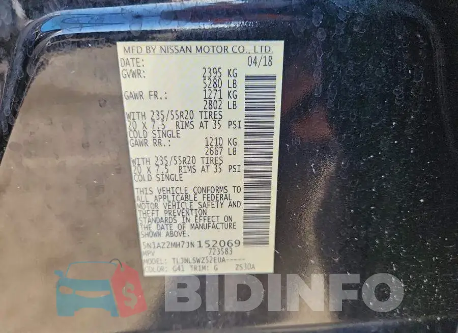 5N1AZ2MH7JN152069 Photo# 12