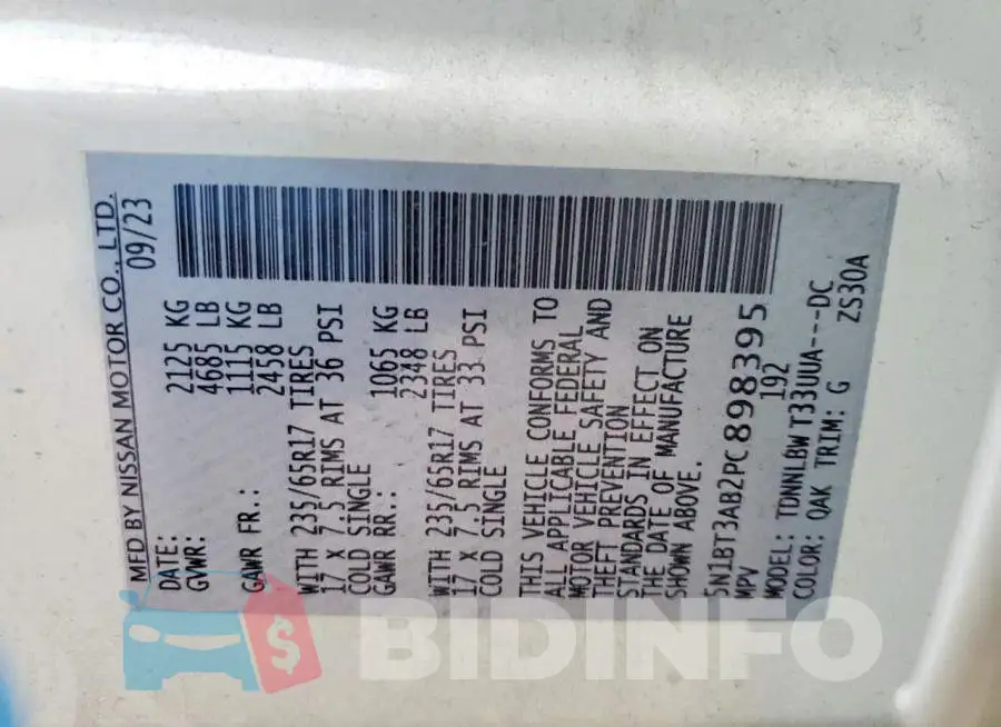 5N1BT3AB2PC898395 Photo# 13