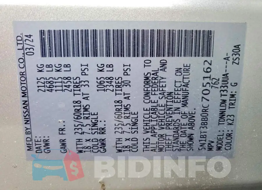 5N1BT3BB0RC705162 Photo# 14