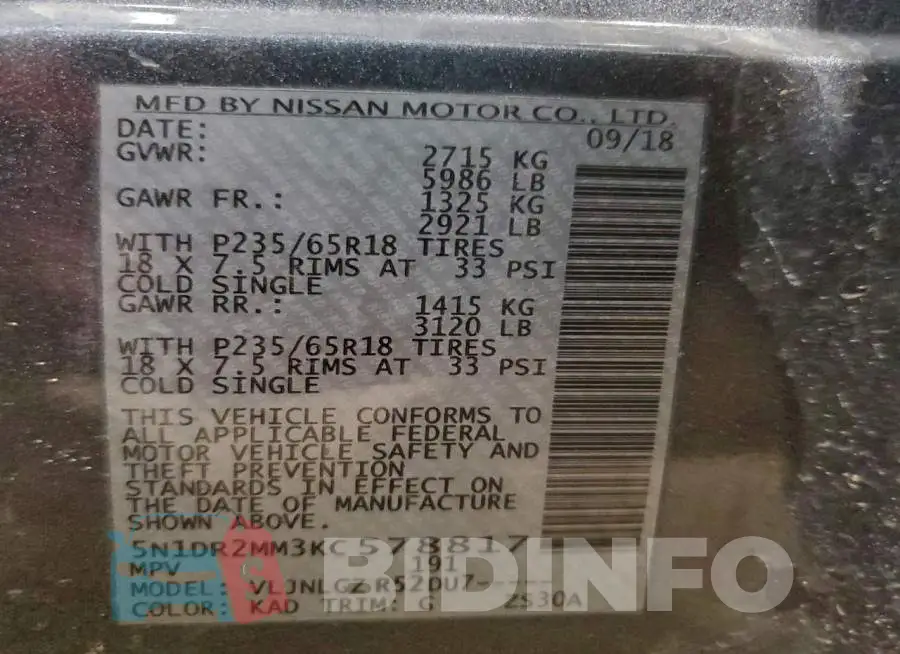 5N1DR2MM3KC578817 Photo# 13