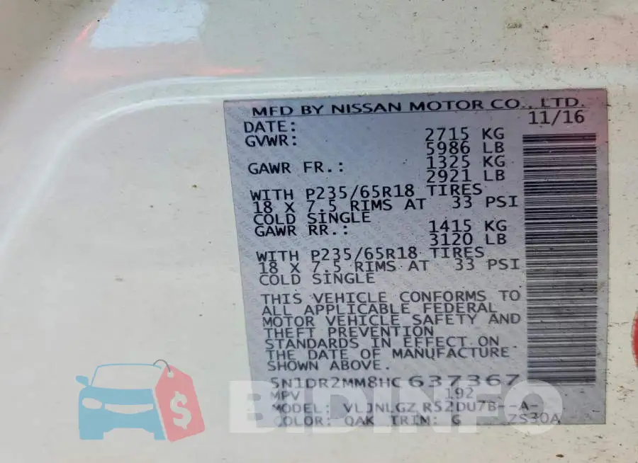 5N1DR2MM8HC637367 Photo# 13