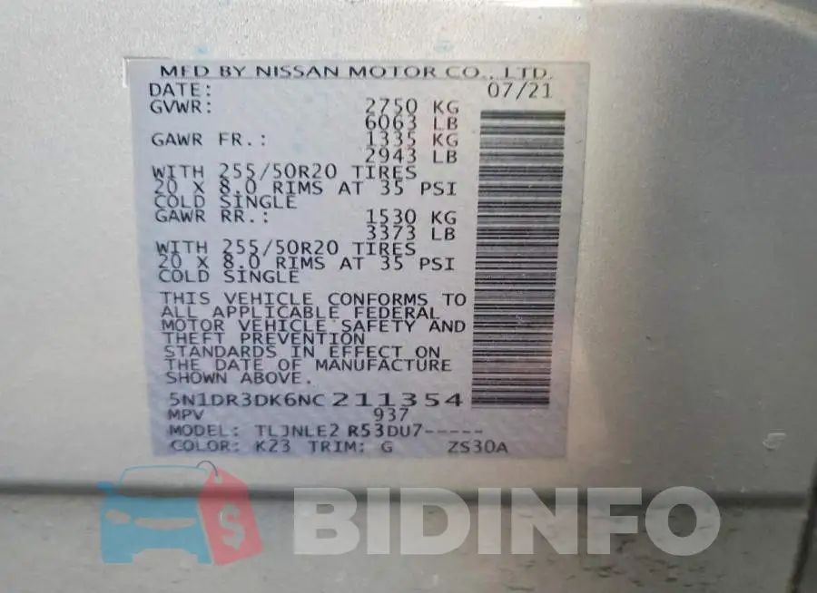 5N1DR3DK6NC211354 Photo# 12