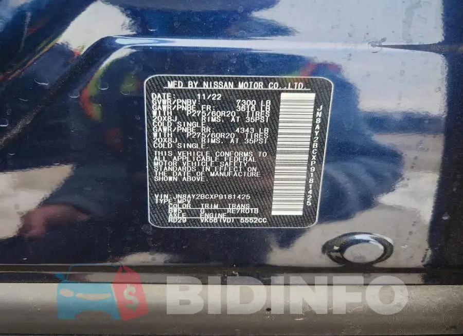 JN8AY2BCXP9181425 Photo# 14