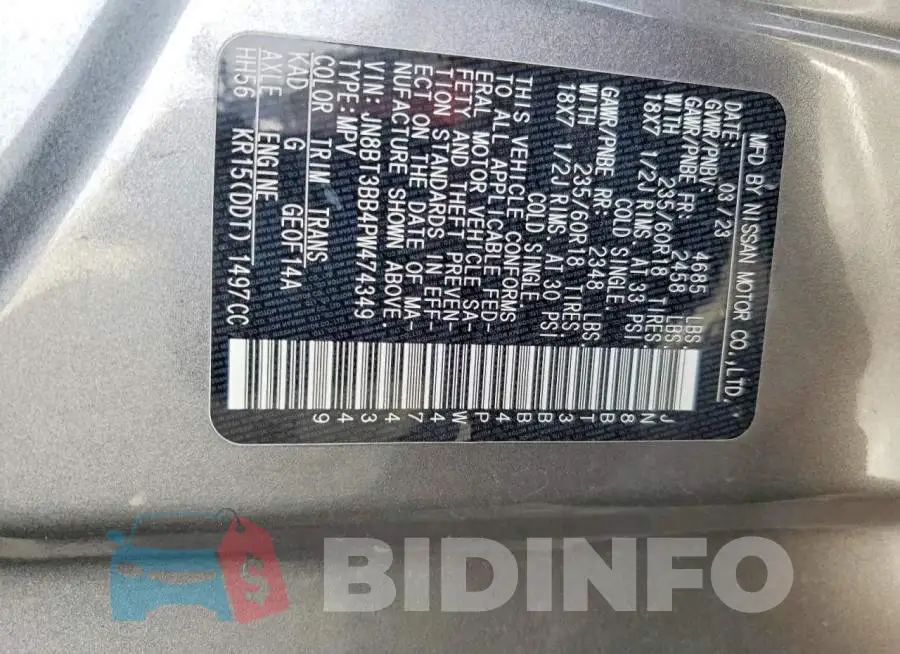 JN8BT3BB4PW474349 Photo# 14