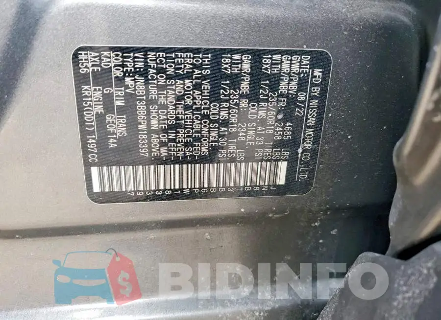 JN8BT3BB6PW183397 Photo# 11