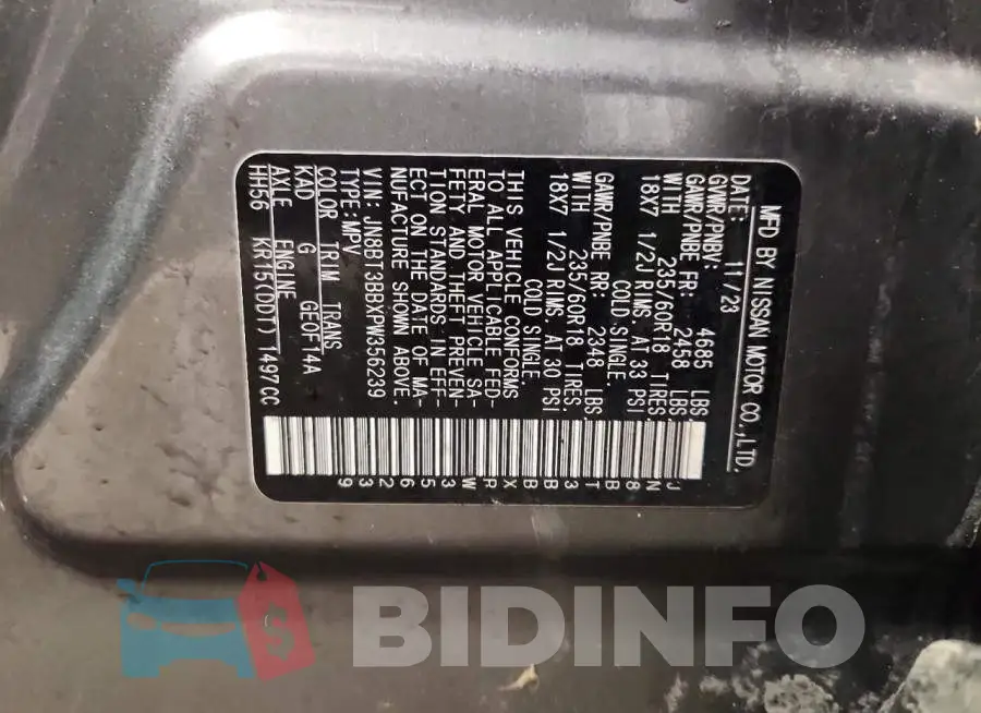 JN8BT3BBXPW356239 Photo# 13