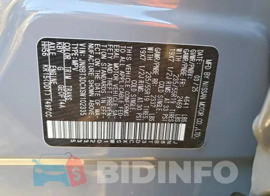 JN8BT3DCXSW102335 Photo# 13