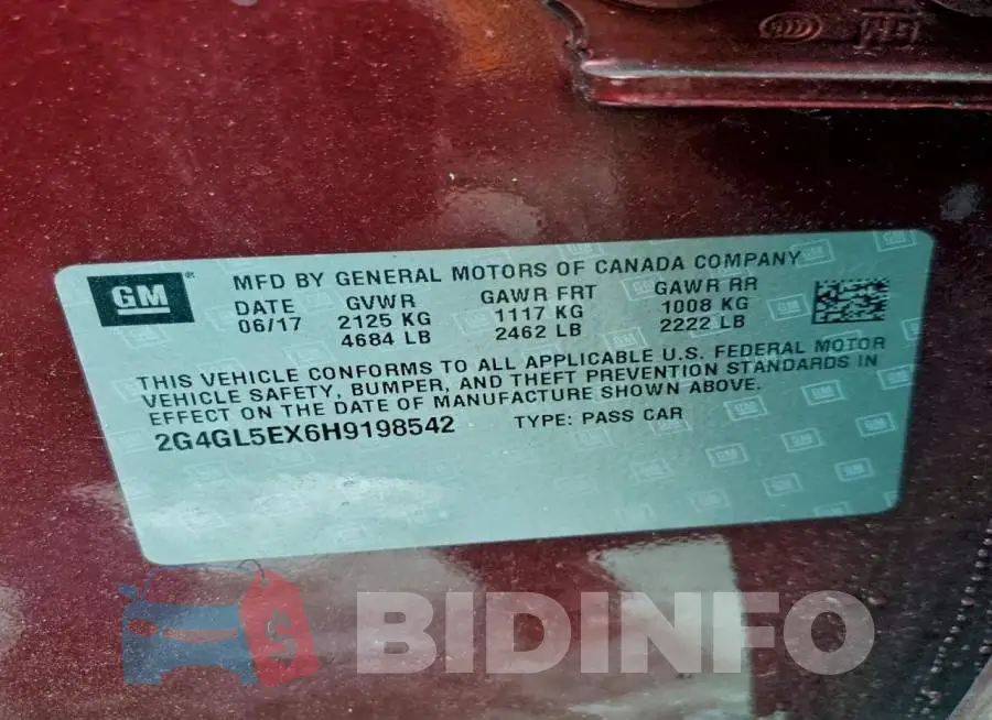 2G4GL5EX6H9198542 Photo# 12