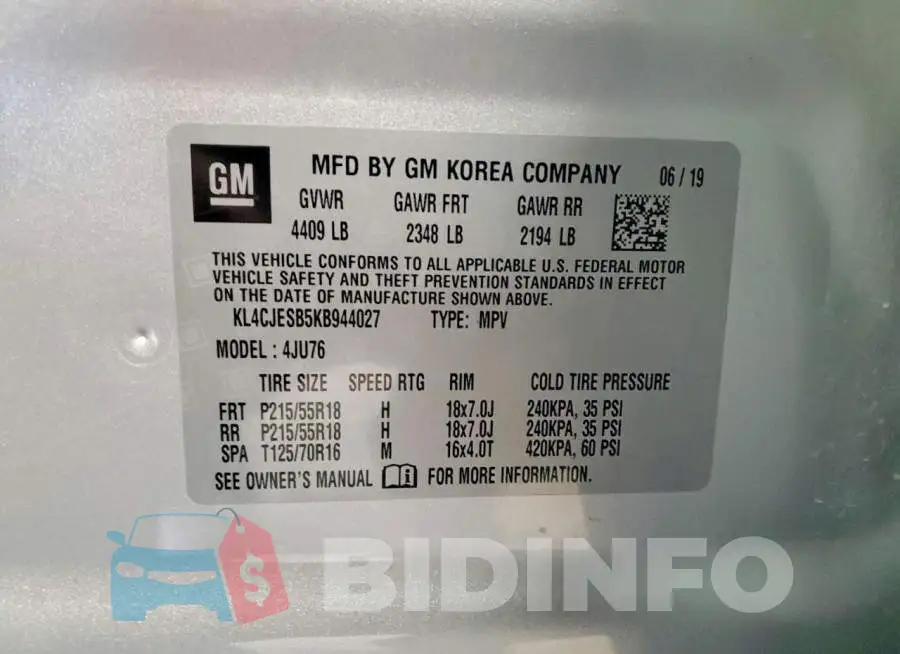 KL4CJESB5KB944027 Photo# 14