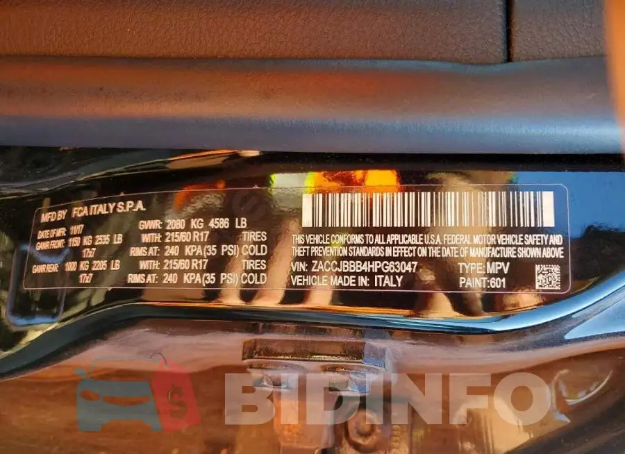 ZACCJBBB4HPG63047 Photo# 14