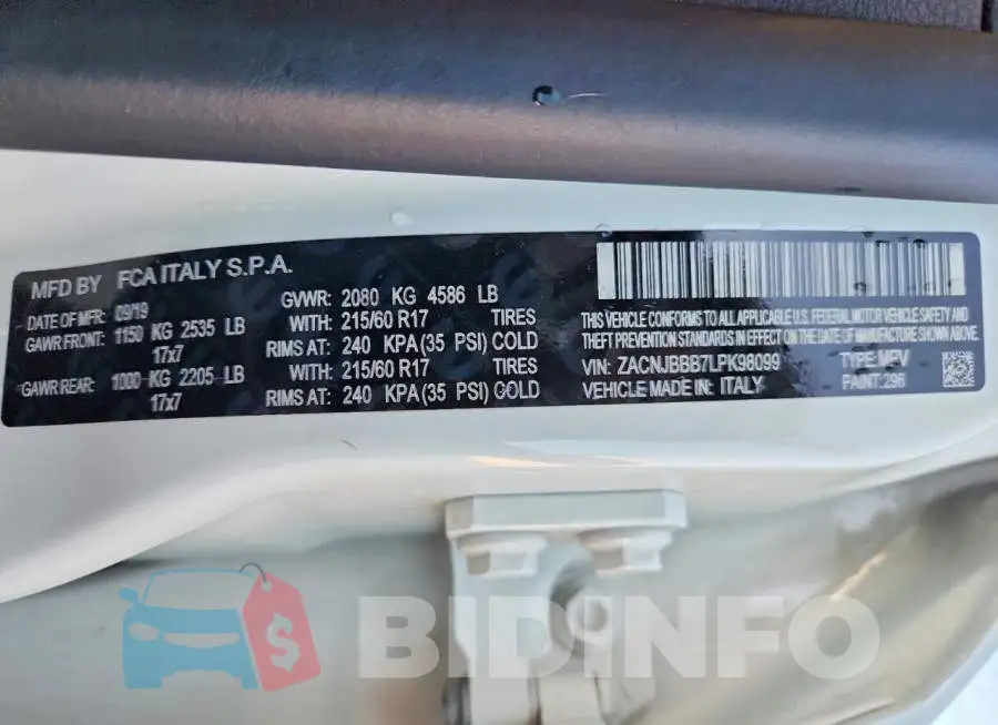 ZACNJBBB7LPK98099 Photo# 14