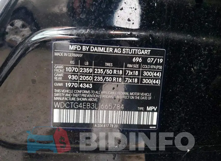 WDCTG4EB3LJ665784 Photo# 13