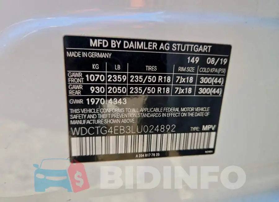 WDCTG4EB3LU024892 Photo# 13